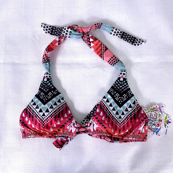 BECCA Other - Becca Swim Bikini Top Womens Size S Virtue Triangle Halter Adjustable Tie NWT
